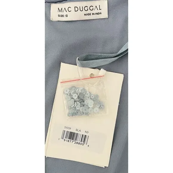 Mac Duggal 5509 Slate Blue Sequins 3/4 Sleeve Gown Size 10 $598 - Picture 8 of 8